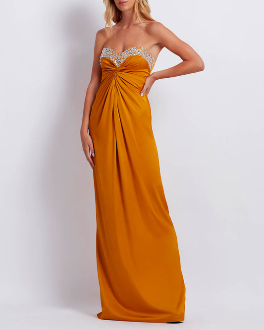 HAND-BEADED STRAPLESS GOWN (FINAL SALE)