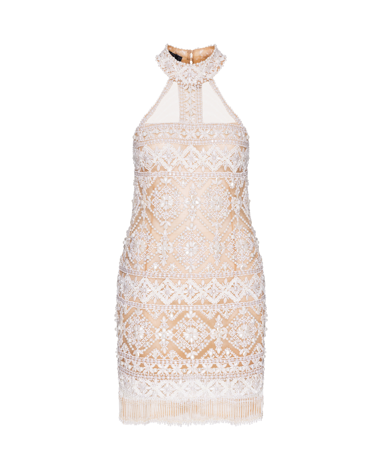 Hand-Beaded High Neck Mini Dress (EXCLUSIVE)