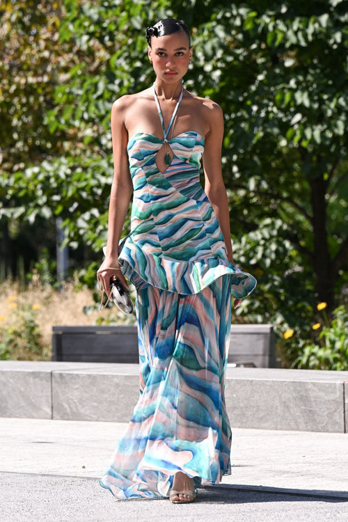 WAVES HALTER MAXI DRESS (RUNWAY)