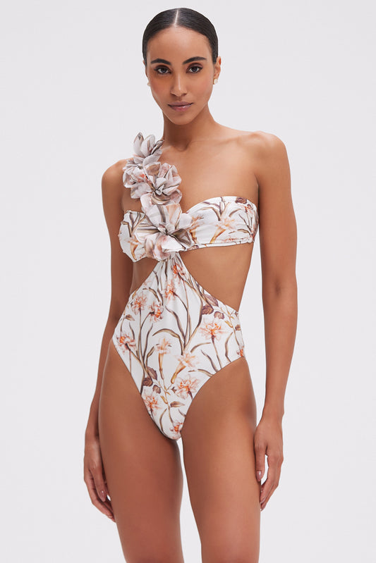 BOTANIC RETRO FLOWER APPLIQUE ONE PIECE