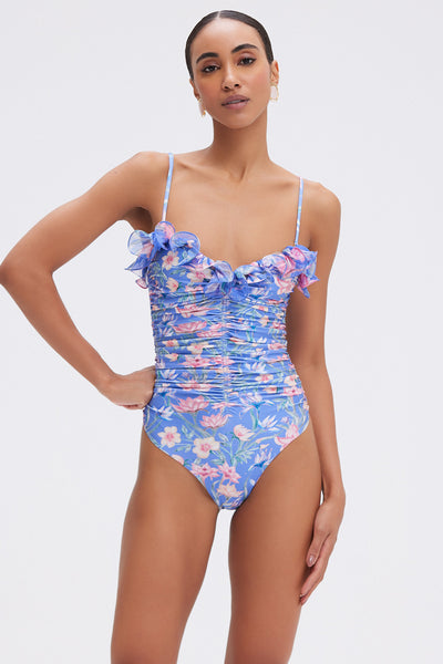 ワンピース Spiral frill flower long onepiece ラインフラワー