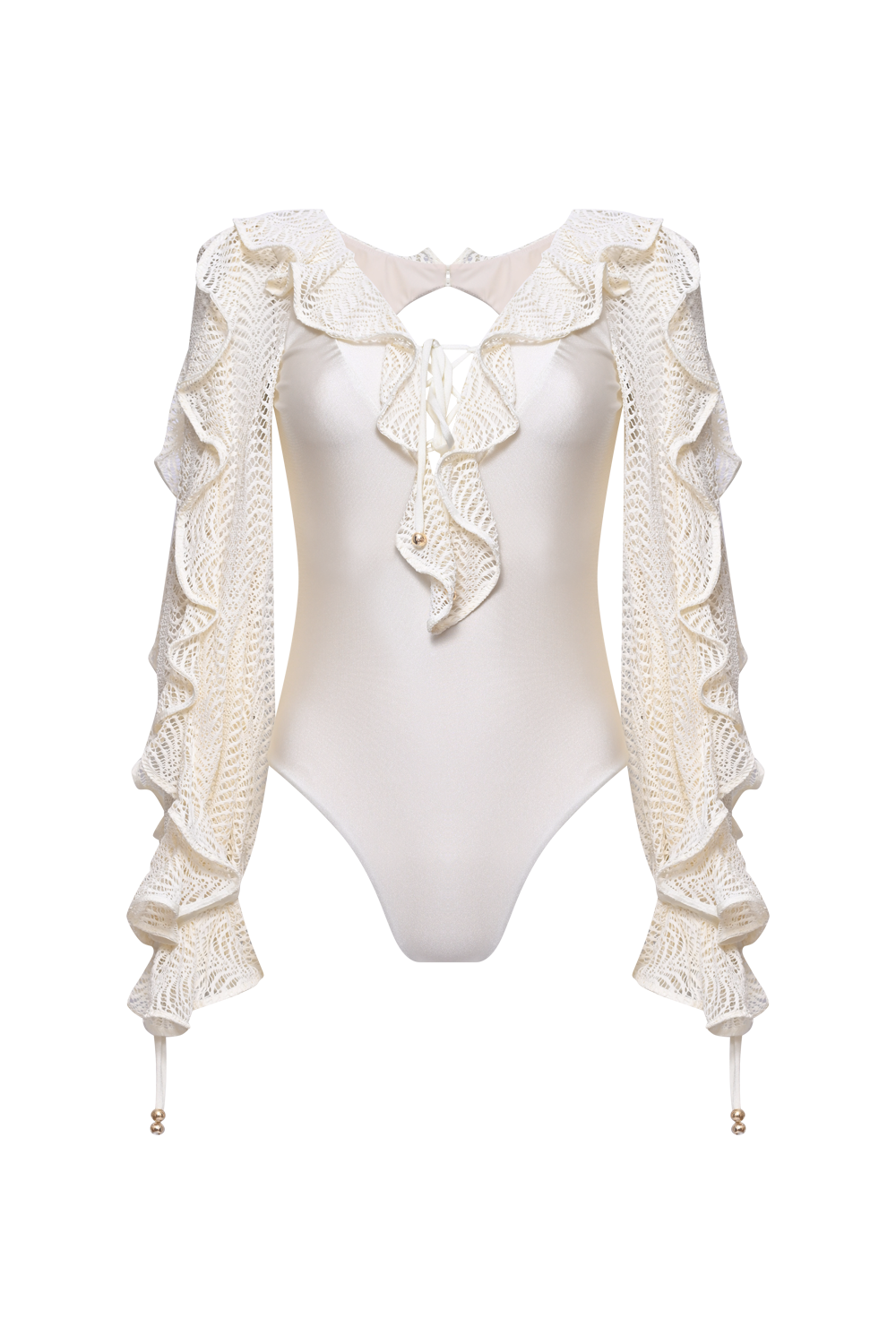 JADE LYCRA PLUNGE MESH BODYSUIT