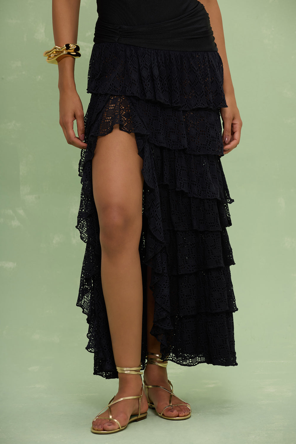 MARTINA LYCRA RUFFLE MAXI SKIRT