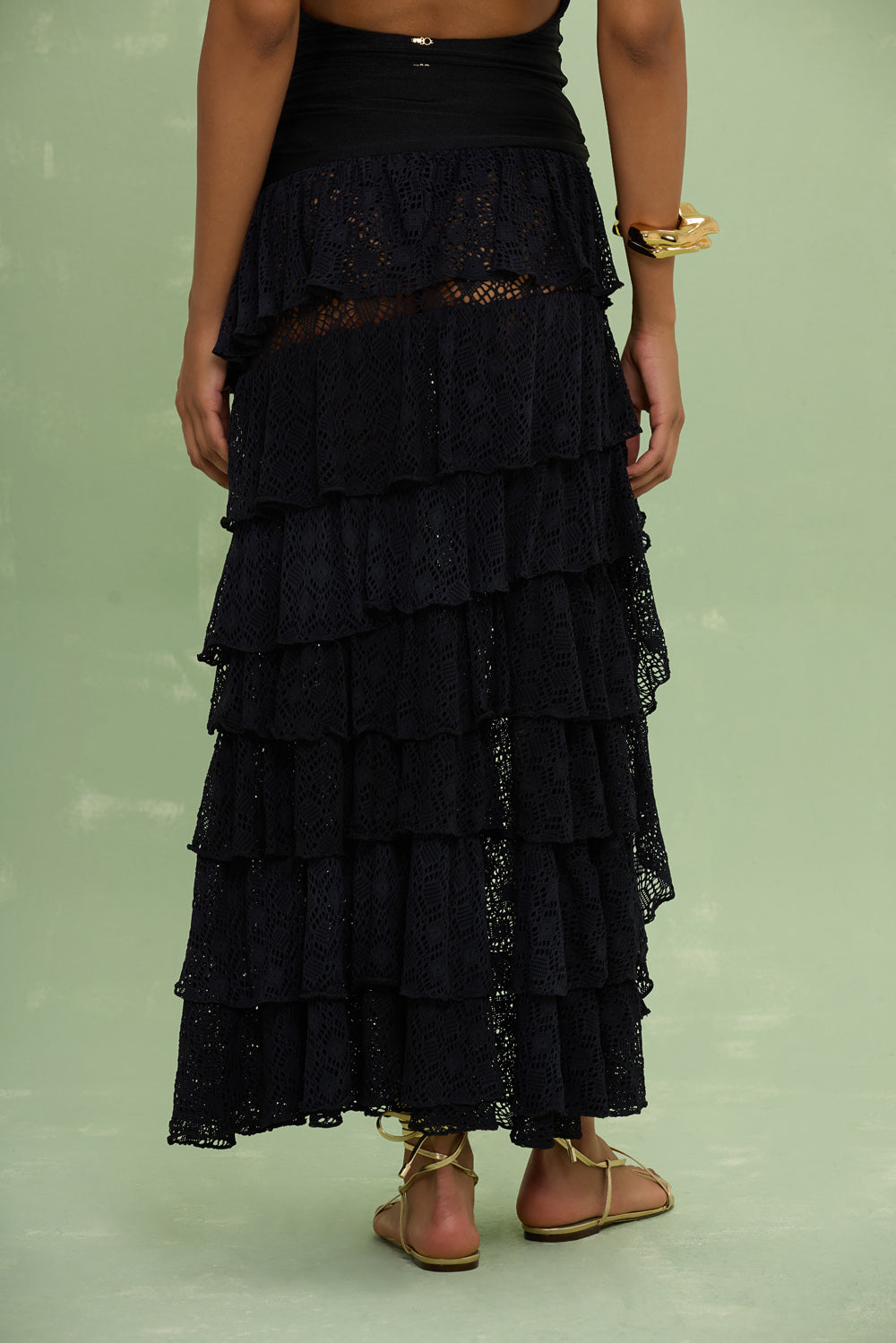 MARTINA LYCRA RUFFLE MAXI SKIRT