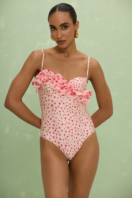PEONY POLKA DOT BIKINI BODYSUIT
