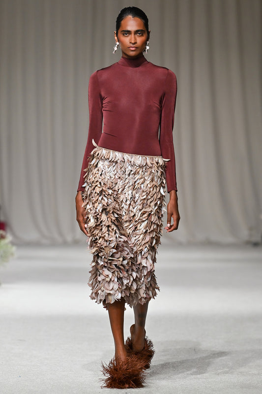 TULLE BRONZE MIDI SKIRT (RUNWAY)