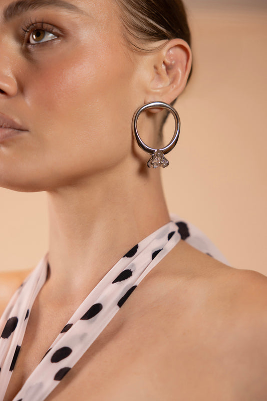 CRYSTAL RING EARRING
