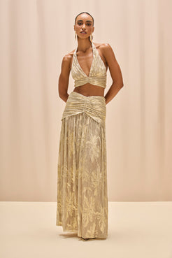 GOLDEN DUST LUREX MAXI SKIRT