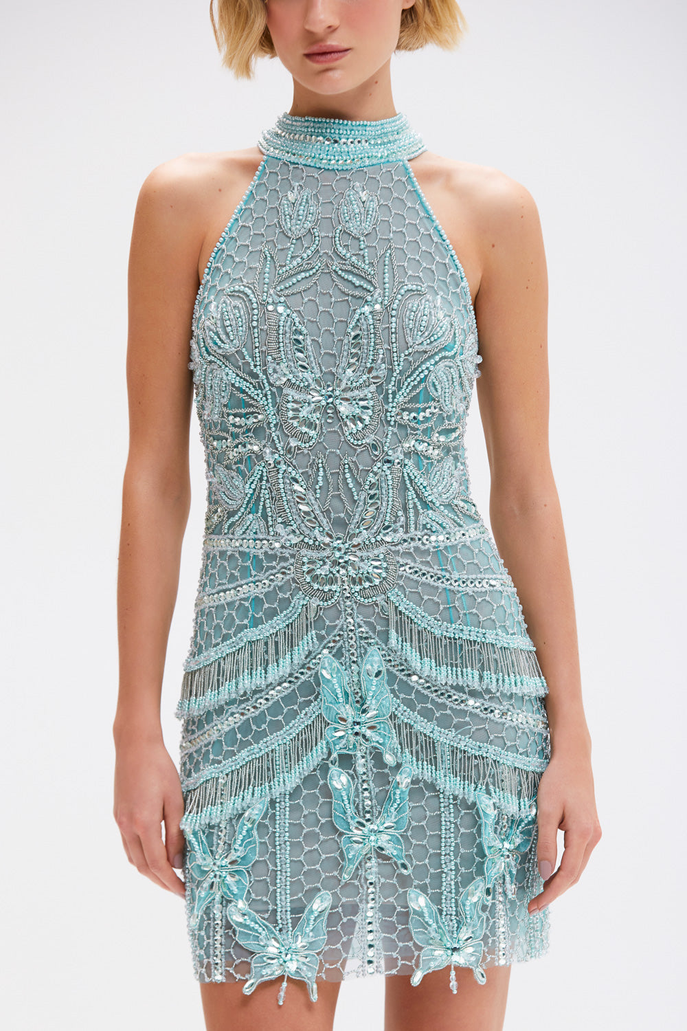 BUTTERFLY EMBROIDERY MINI DRESS