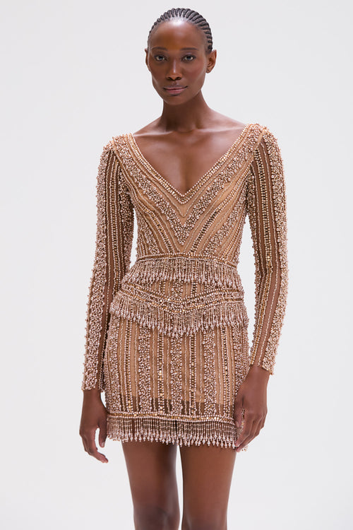 EMBROIDERY DREAMS LONG SLEEVE MINI DRESS
