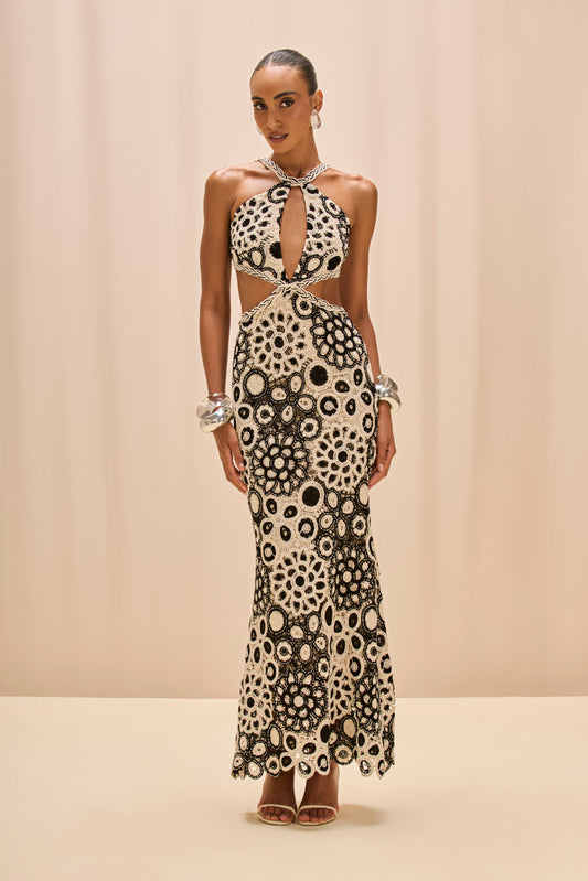 CORAL CROCHET MAXI DRESS