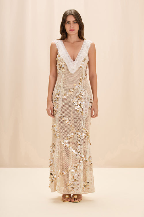SEASHELL EMBROIDERY GOWN