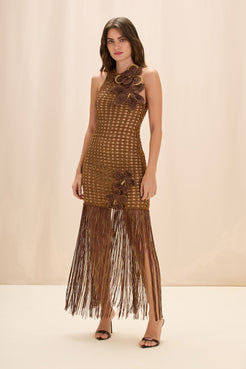 GAIA KNIT FRINGE MAXI DRESS