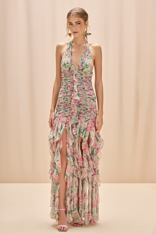 HONEY FLOWER PLUNGE GOWN