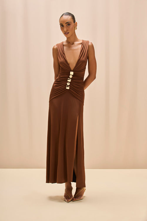 MOONLIT JERSEY PLUNGE GOWN – PatBO