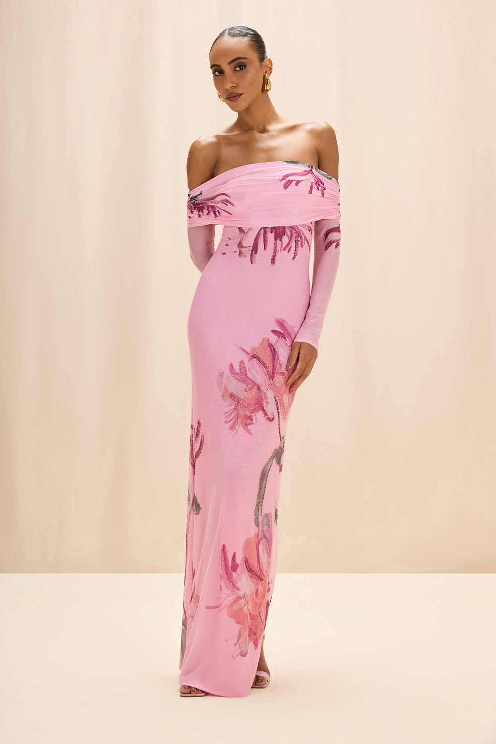 Honey Flower Tulle Maxi Dress 4 / Pink