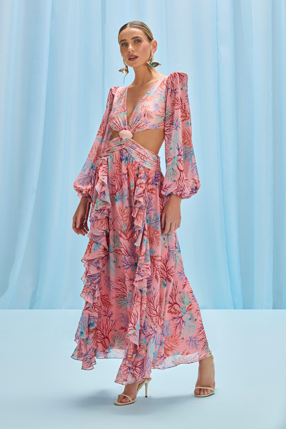 SEAWEED LONG SLEEVE Beach DRESS XS / Pink