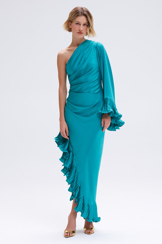 DREAM SATIN ONE SHOULDER MIDI DRESS