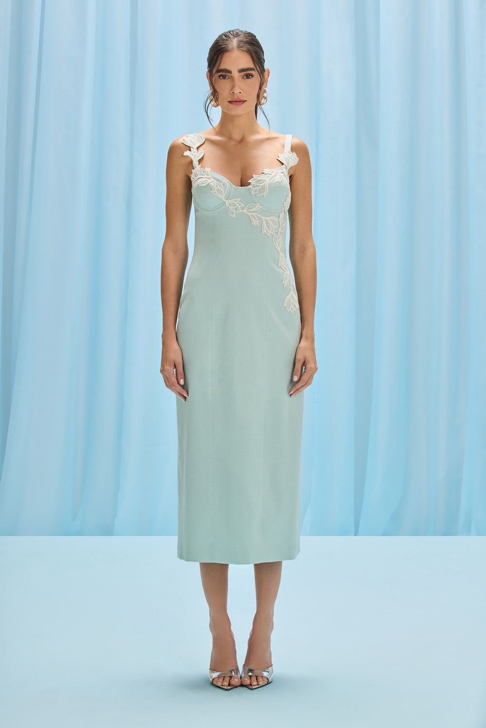 AQUAMIST LINEN MIDI DRESS