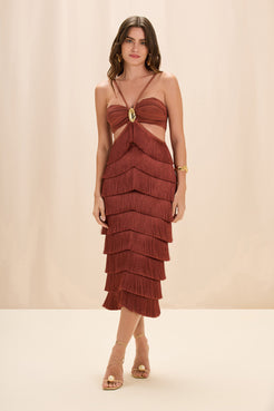 AMBER FRINGE MIDI DRESS