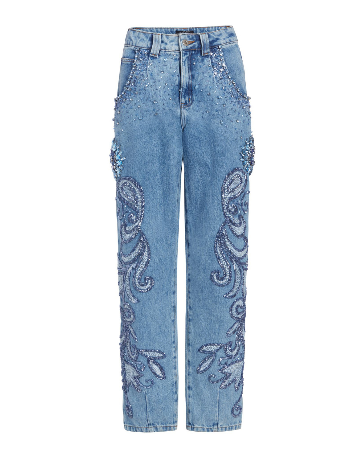 HAND-BEADED STRAIGHT LEG JEANS (FINAL SALE)