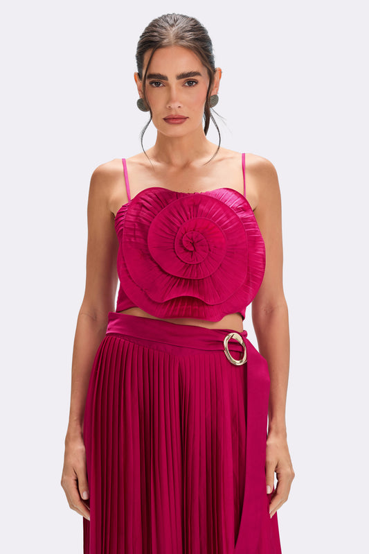 DREAM SATIN FLOWER TOP