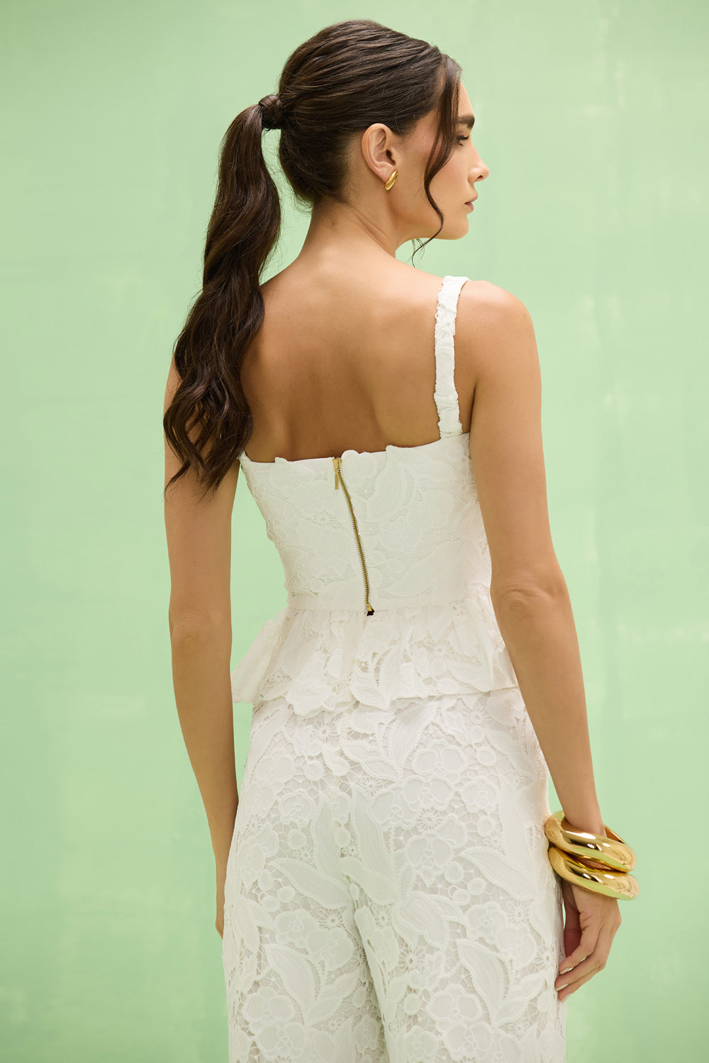 MYSIE LACE PEPLUM TOP
