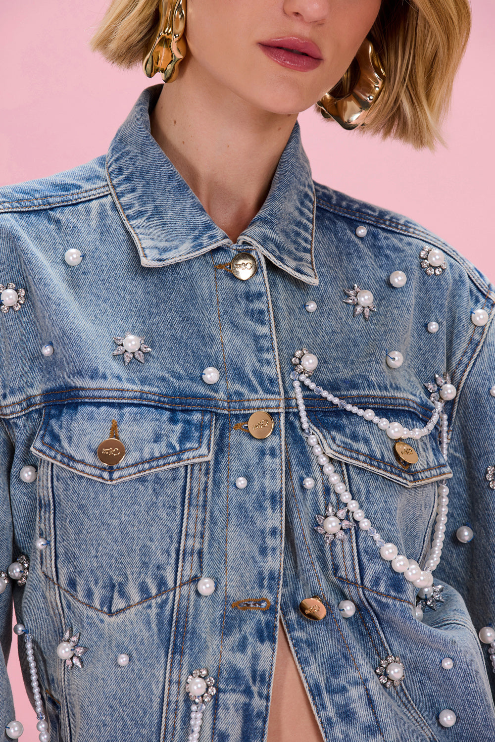 CRYSTAL DENIM EMBROIDERED JACKET