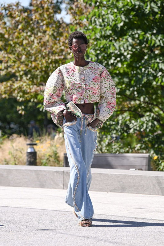 ROSALIE JACQUARD FLORAL CROPPED JACKET (RUNWAY)