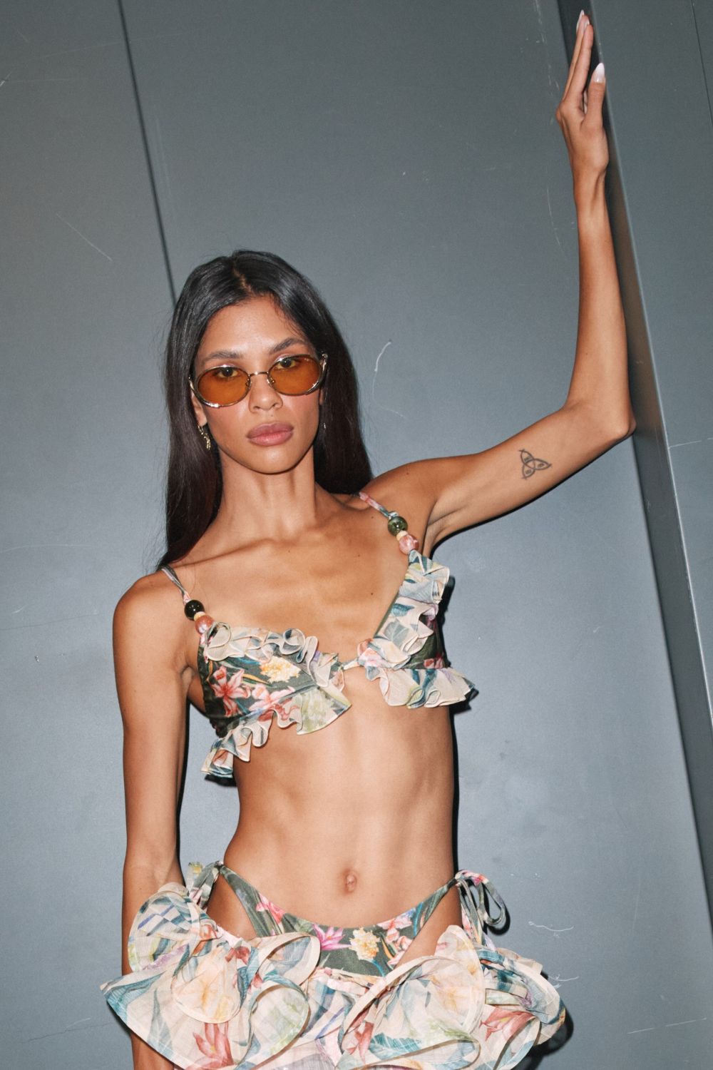 BURLE FLORA RUFFLE BIKINI TOP (RUNWAY)