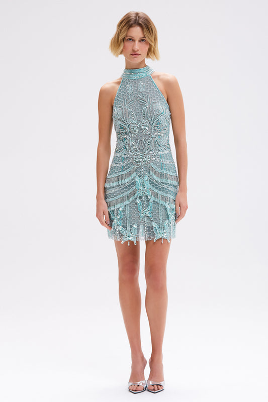 BUTTERFLY EMBROIDERY MINI DRESS