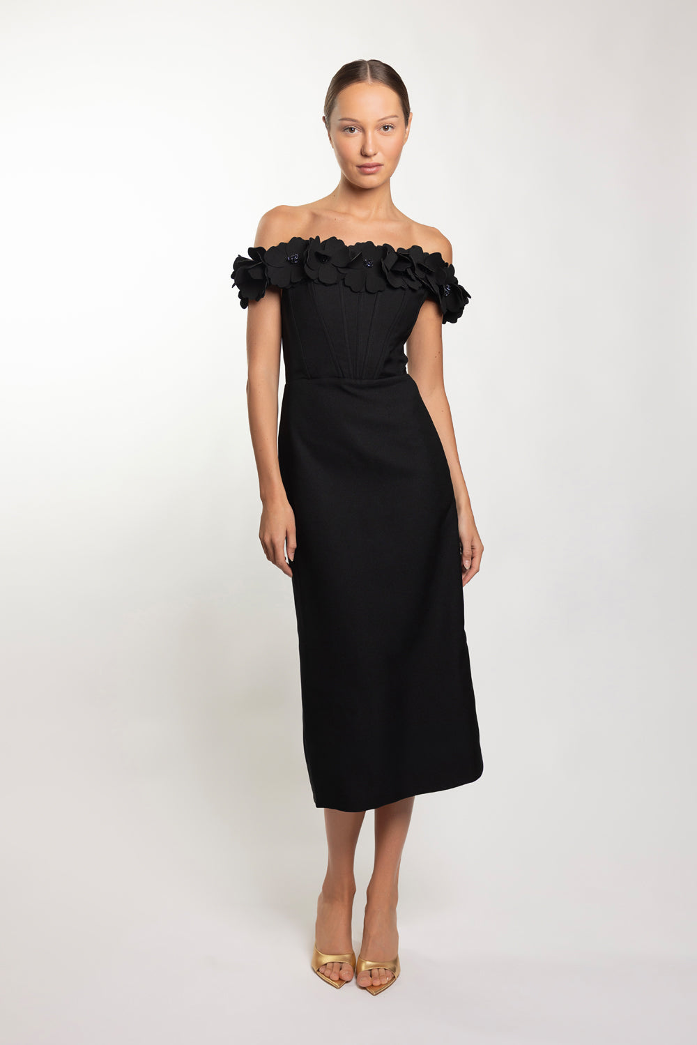 LIGHT SPOT CREPE MIDI DRESS