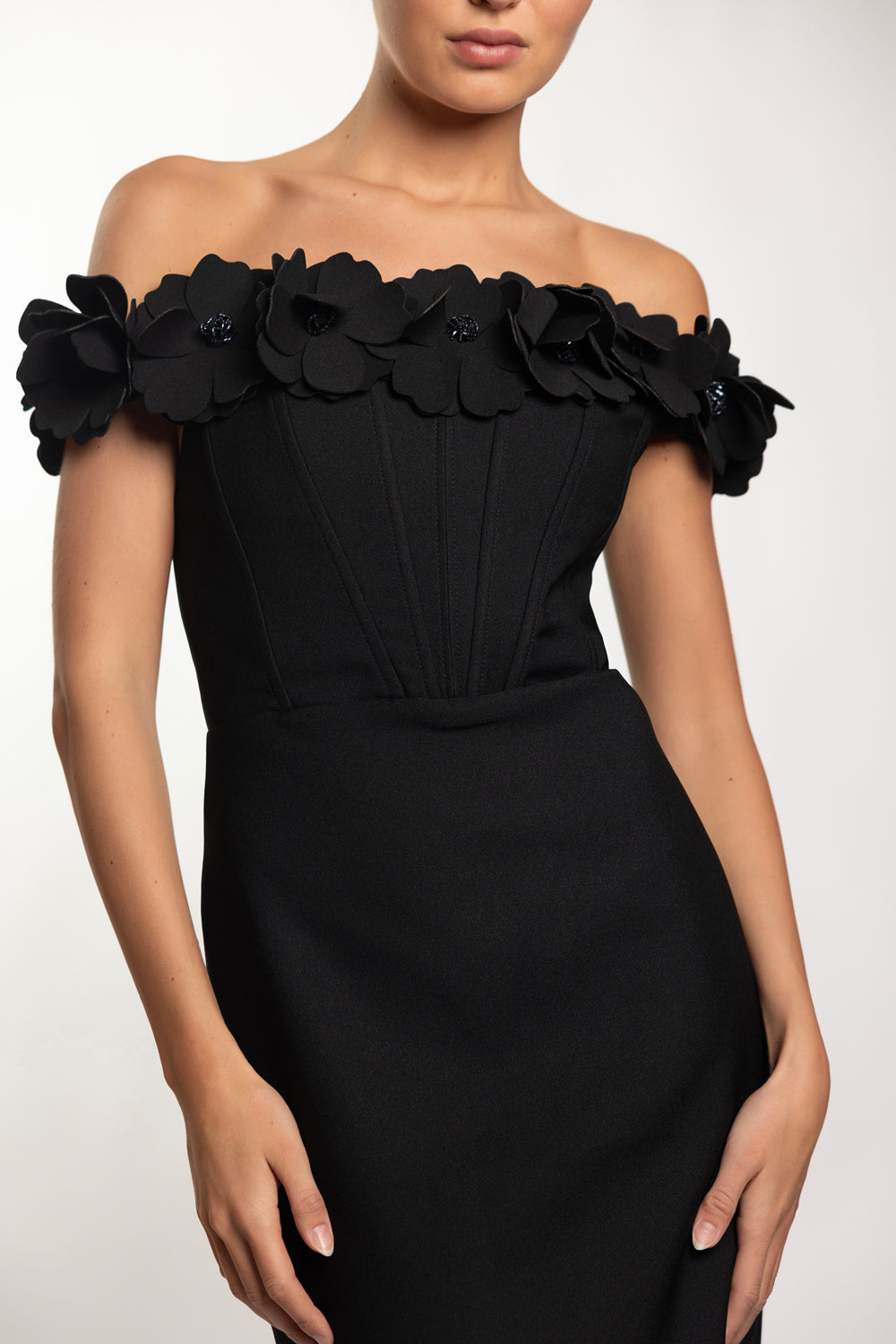 LIGHT SPOT CREPE MIDI DRESS