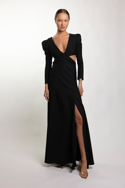 LIGHT SPOT CREPE LONG SLEEVE GOWN