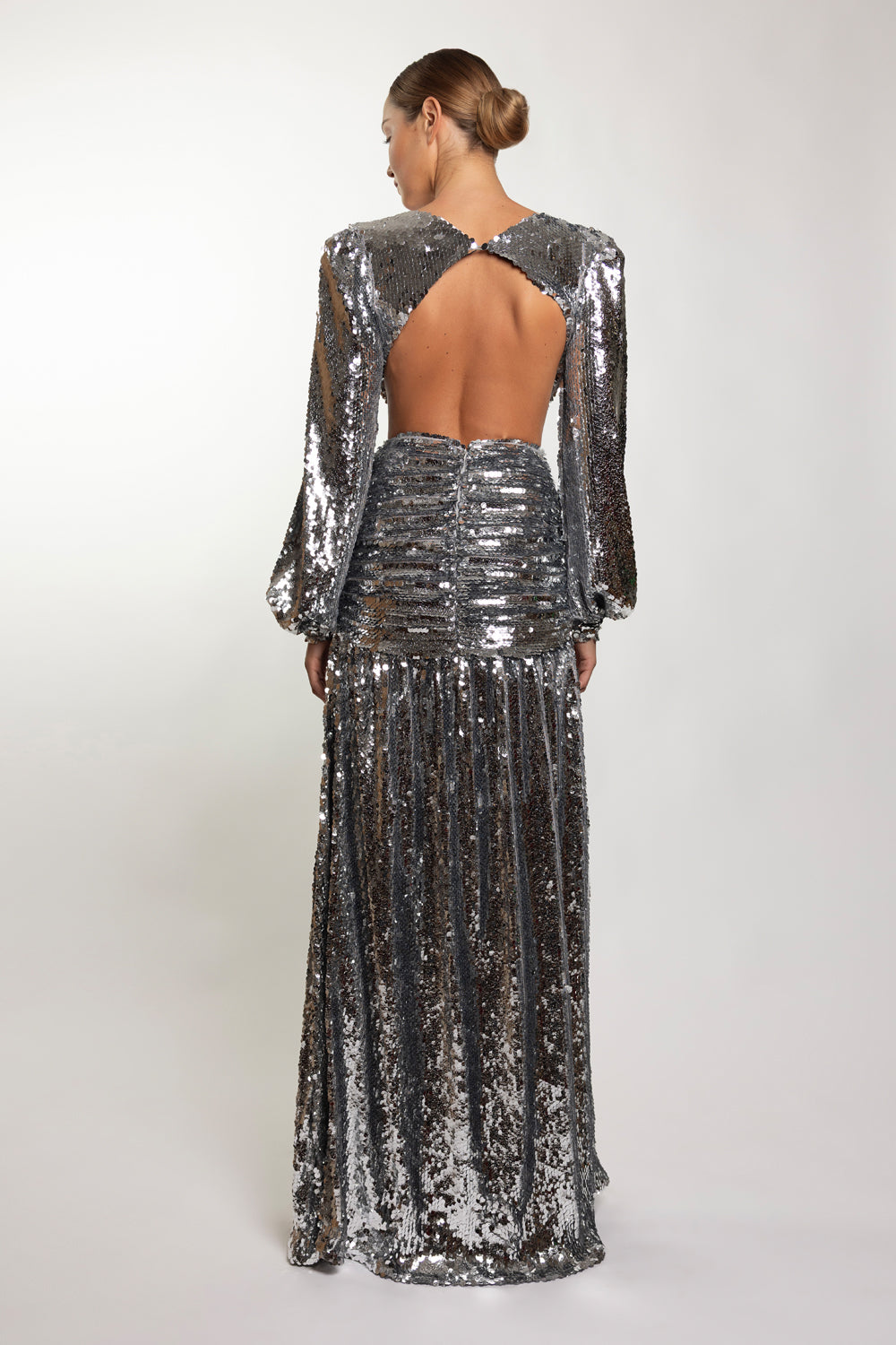 Patbo MOONLIGHT SEQUIN LONG SLEEVE DRESS - SILVER Patbo MOONLIGHT SEQUIN LONG SLEEVE DRESS - SILVER