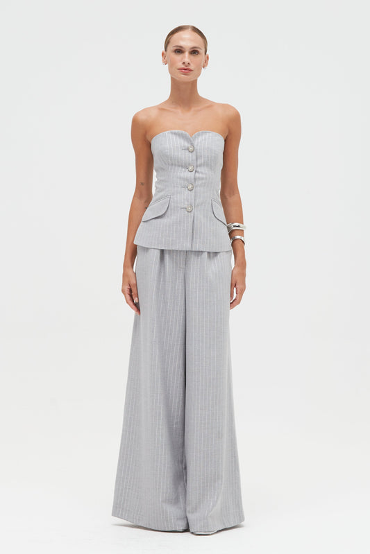 METALLIC PINSTRIPE PANT
