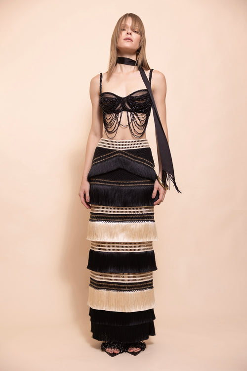 RITA FRINGE MIDI SKIRT