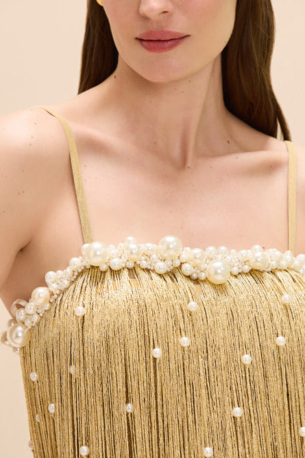 Patbo Aurea Crochet MINI Dress - Gold Patbo Aurea Crochet MINI Dress - Gold