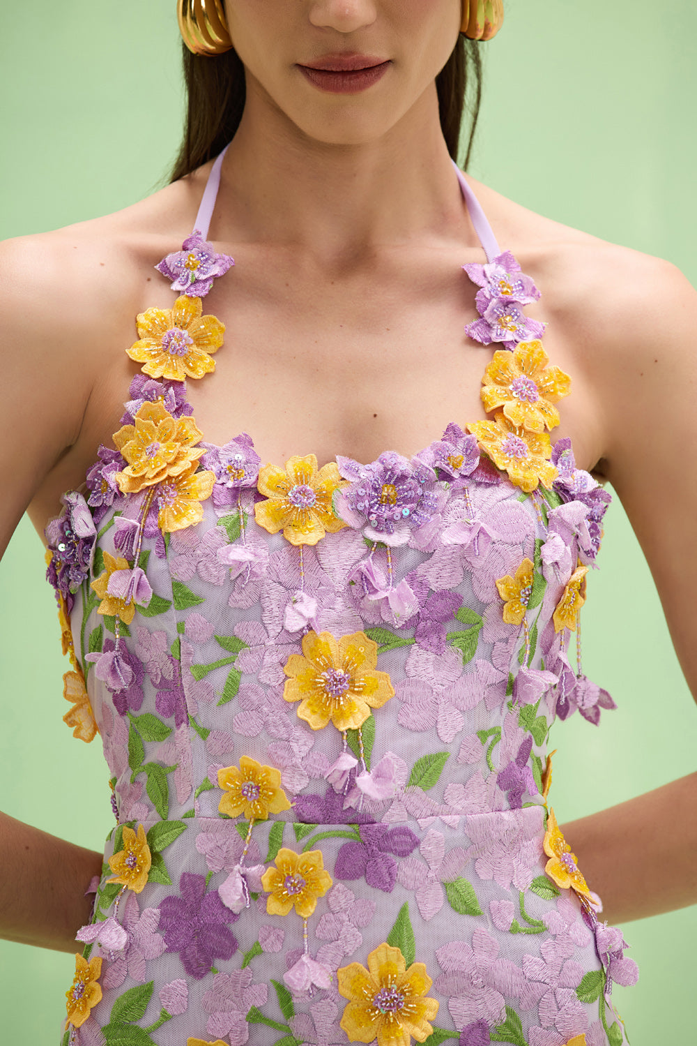TULLE PINA EMBROIDERED MINI DRESS