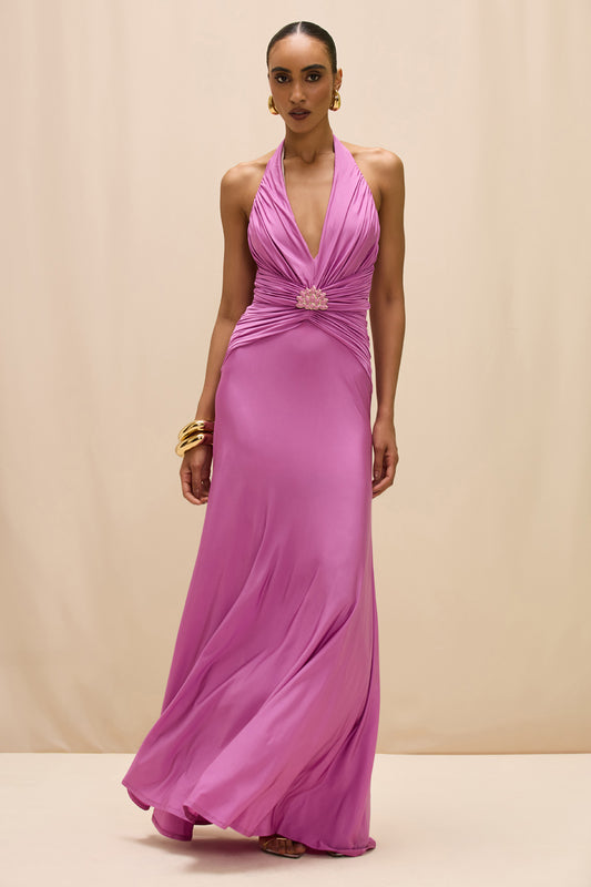 patbo pink dress SATIN ISABEL MAXI while the asymmetrical length gives an elegant and modern finish Amazon.com: PATBO, Sleeveless Fringe Maxi
