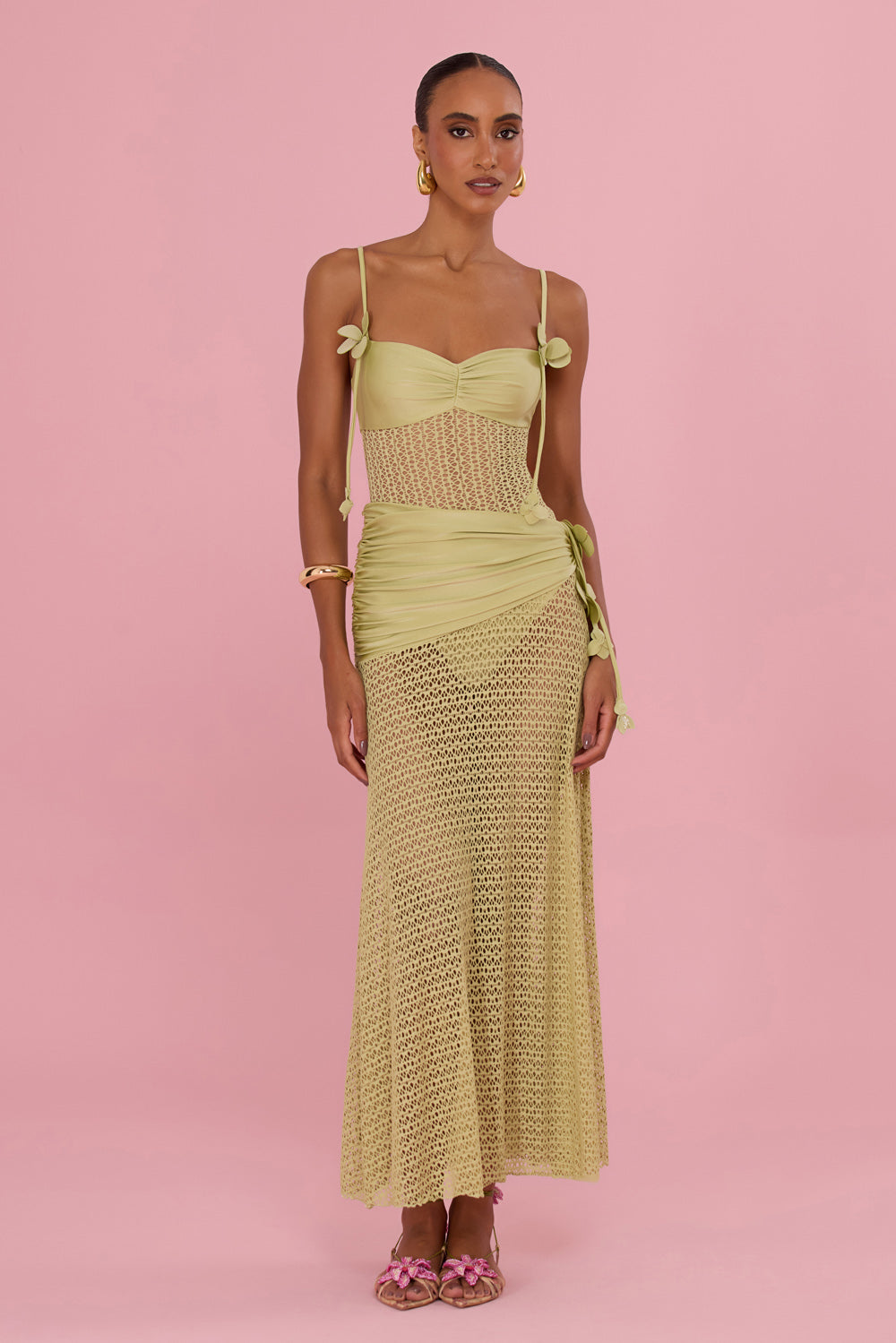 PatBO Petal Long Dress in Green