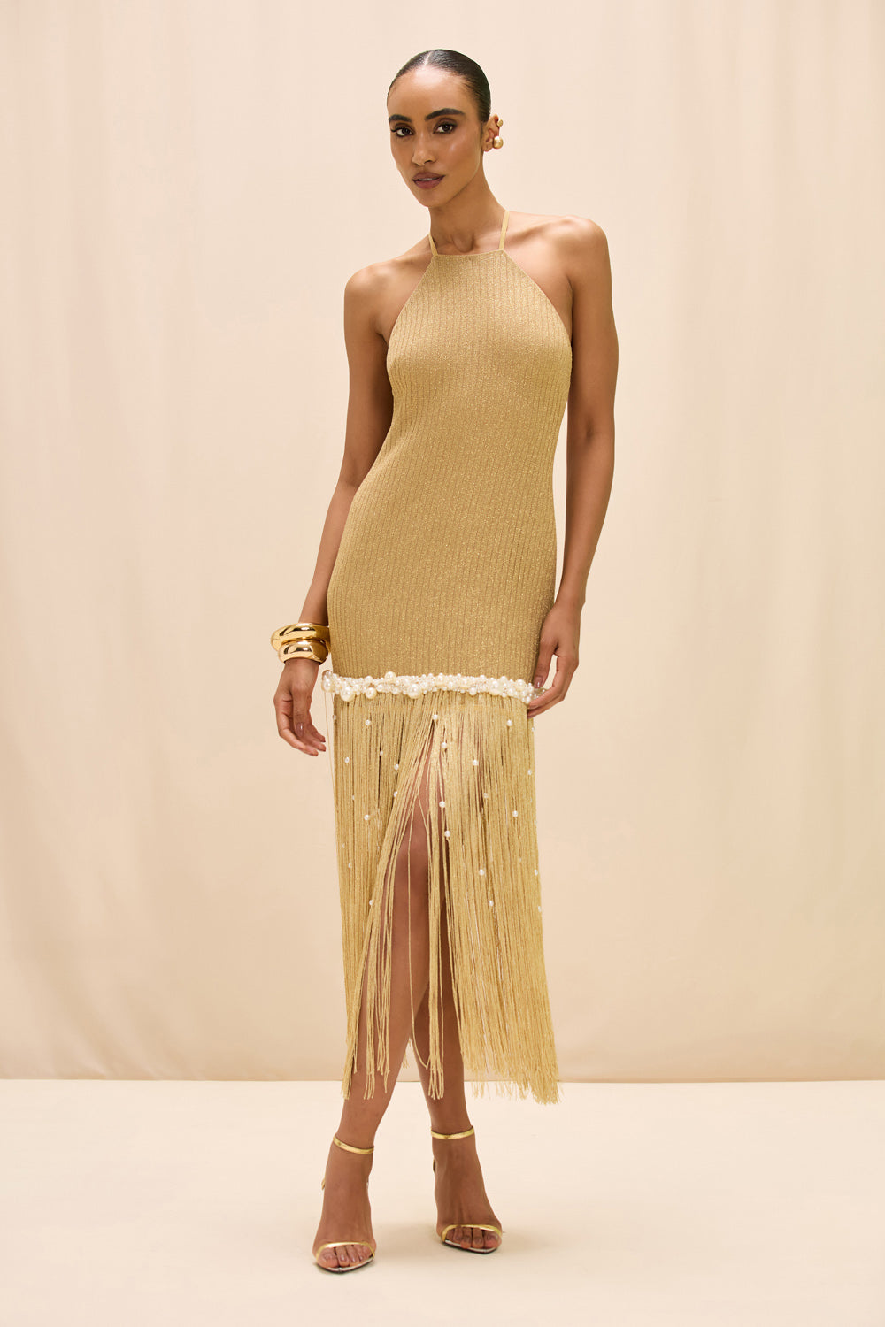 crocheted midi dress Aurea Crochet 4 / Gold Color Name:BLUSH PINK Colour Block Dresses | 100% cotton Size:42 EU / 8 UK / 9 US