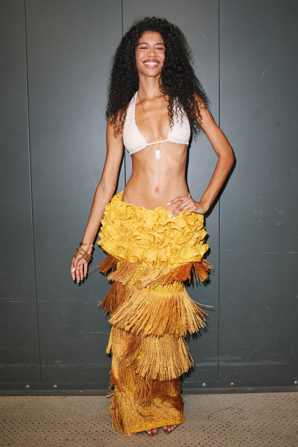 SUNBEAM FRINGES MAXI SKIRT (RUNWAY)