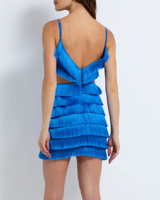 Fringe Cutout Mini Dress (EXCLUSIVE)