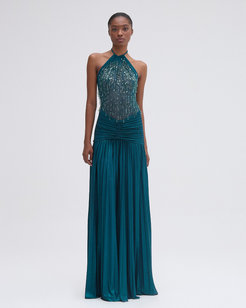 Hand-Beaded Tulle and Jersey Gown