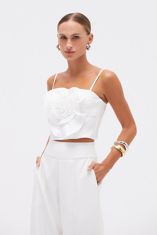 DREAM SATIN FLOWER TOP