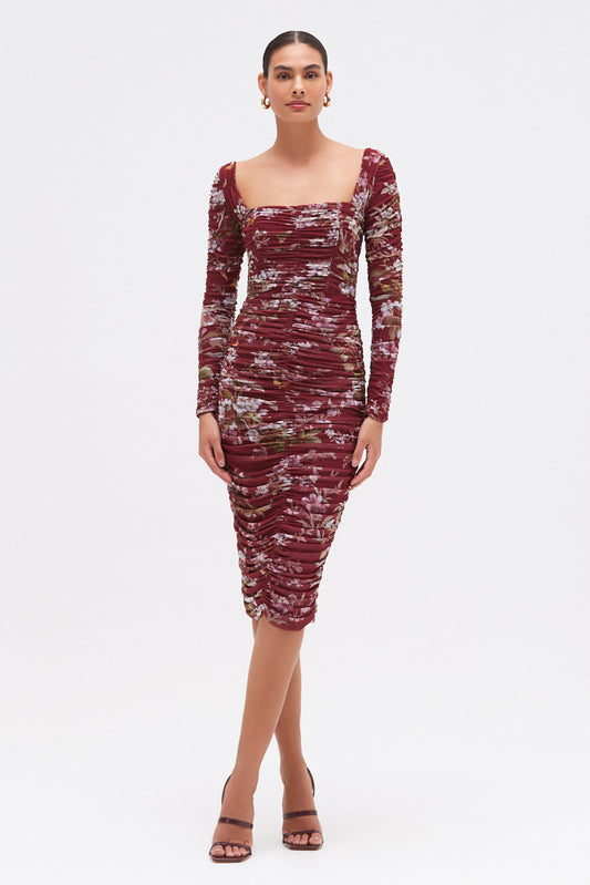 DELICATA STRETCH TULLE MIDI DRESS