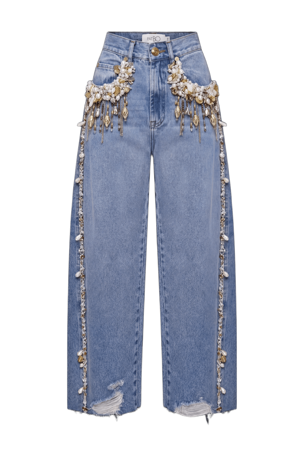 MARINA DENIM EMBROIDERED POCKET PANTS