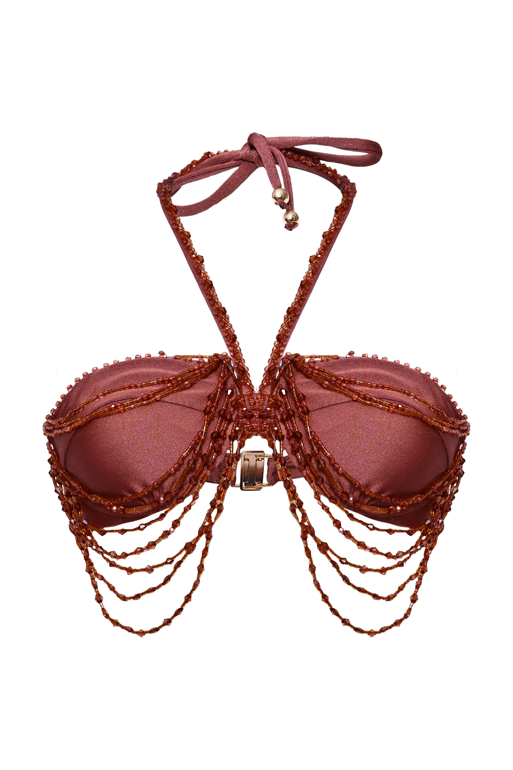 GOLDEN DUNE LYCRA HALTERNECK EMBROIDERED BIKINI TOP