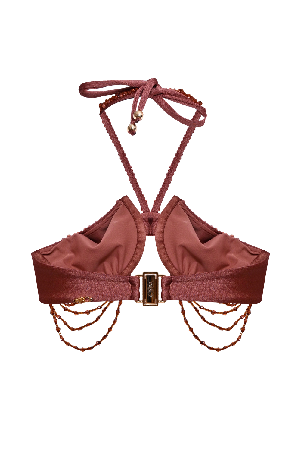 GOLDEN DUNE LYCRA HALTERNECK EMBROIDERED BIKINI TOP